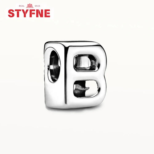 Silver 925 26 Letter A-Z Alphabet Charm Fine Beads Fit Original Charms