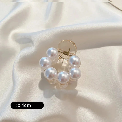 Vintage Pearl Clips Set Large Claw Korean Ponytail Big Barrettes Jaw