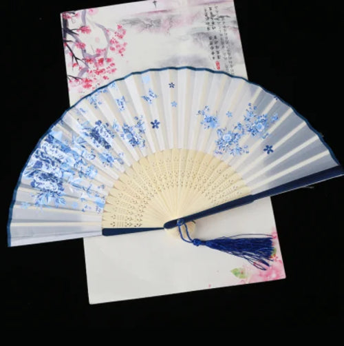 Retro Style Folding Fan Female Japanese Pattern Retro Cloth Art Craft