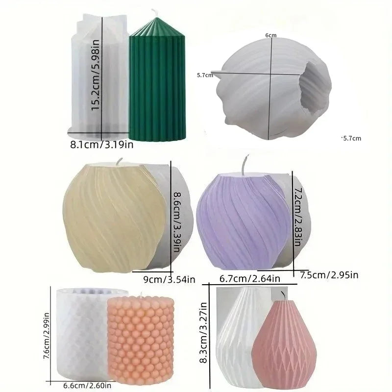 3D Spiral Striped Silicone Mold for DIY Scented Candles, Clay Crafts,