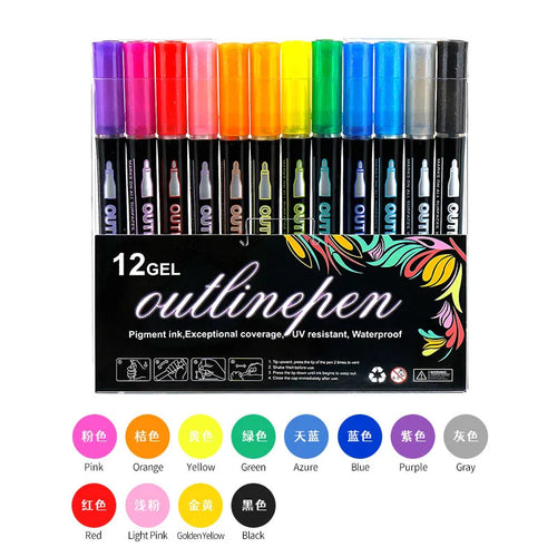8/12/24/36/48 colors Double-line Outline pen contour pen Dream flash