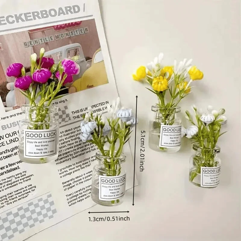 8pcs Mini Small Vase Magnets Cute Mini Refrigerator Magnets 3D Vase