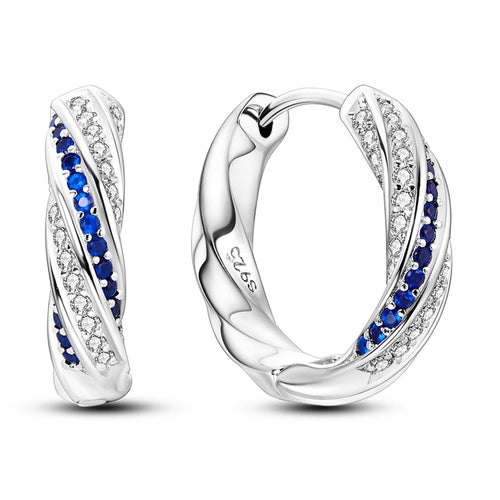 925 Sterling Silver Colored Zirconium Stars Hoop Earrings For Women