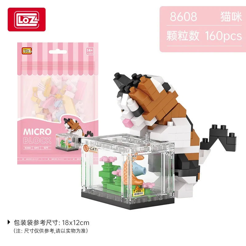 LOZ cute Cartoon Cat Animal Toy Dolphins owls chick cats dogs Model