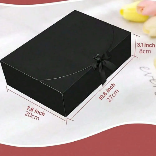 1/5pcs Black Gift Box With Lid, Deluxe Black Gift Box With Ribbon,