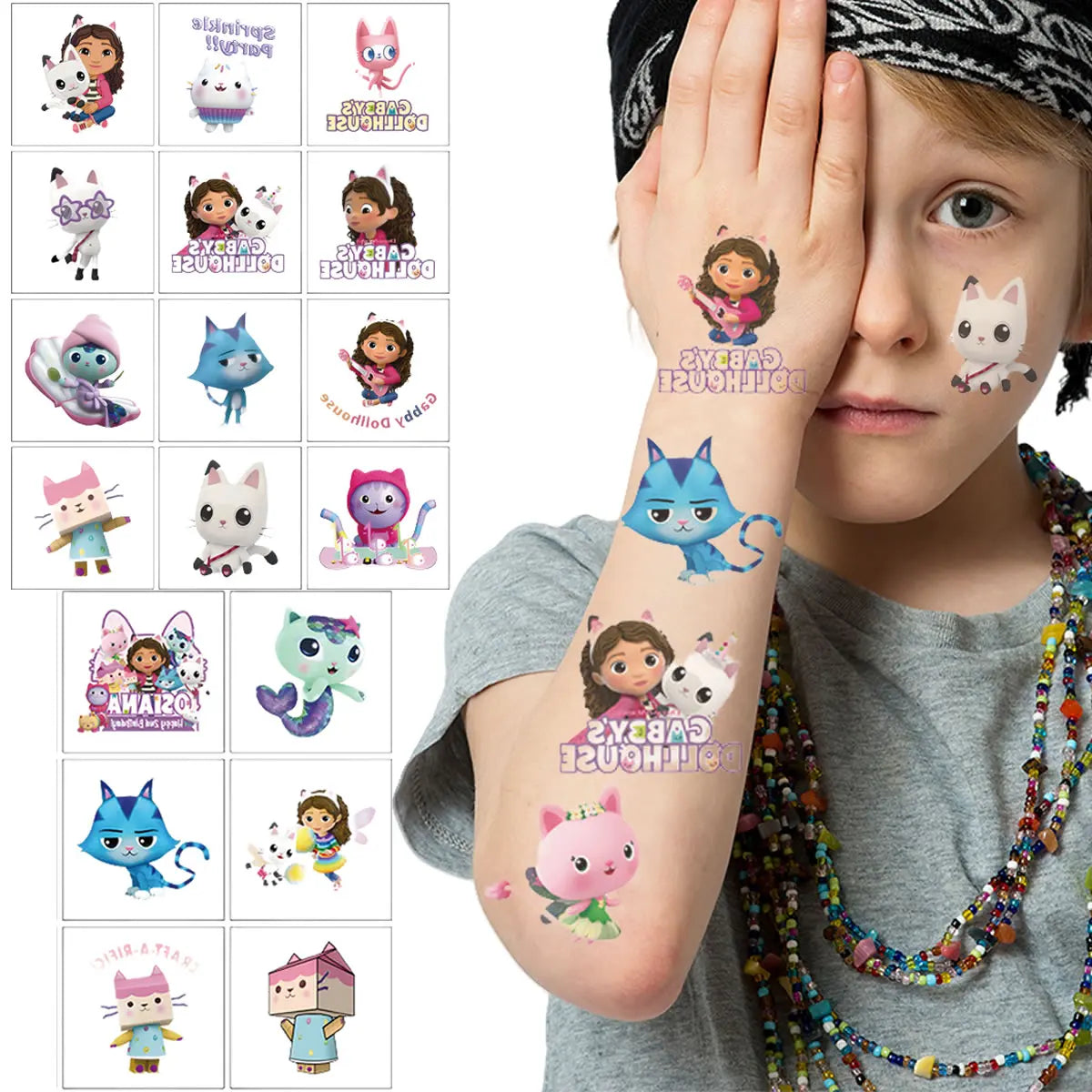 Cartoon 20PCS Cute Gabby Dollhouse Cats Tattoo Stickers Kawaii Anime