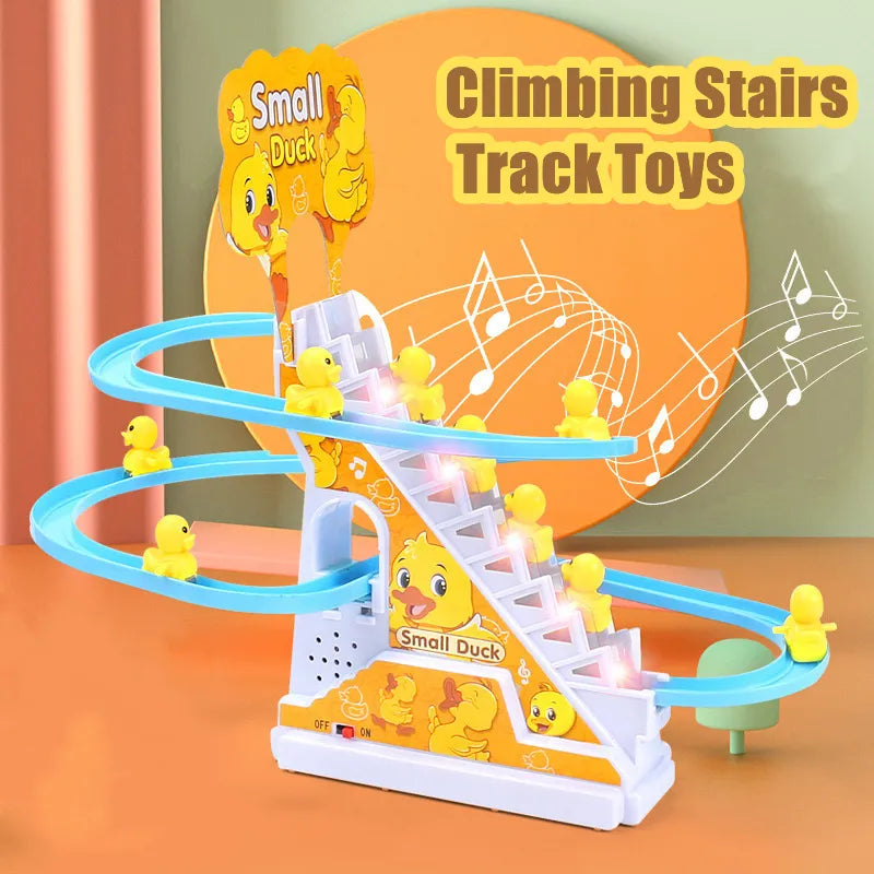 Climbing Stairs Track Toys Electric Duck DIY Rail Racing Track Roller