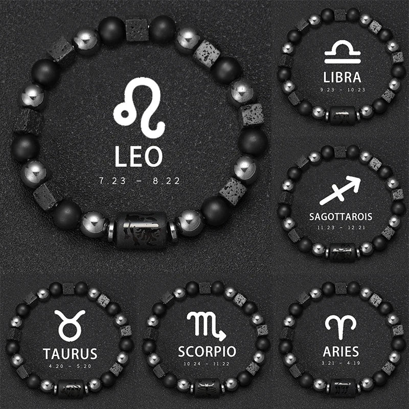 12 Constellation Zodiac Bracele Signs Beads Couples Bracelet Square