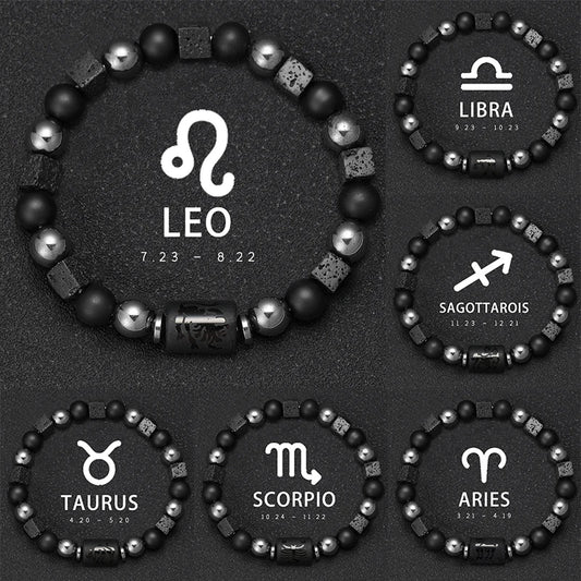 12 Constellation Zodiac Bracele Signs Beads Couples Bracelet Square