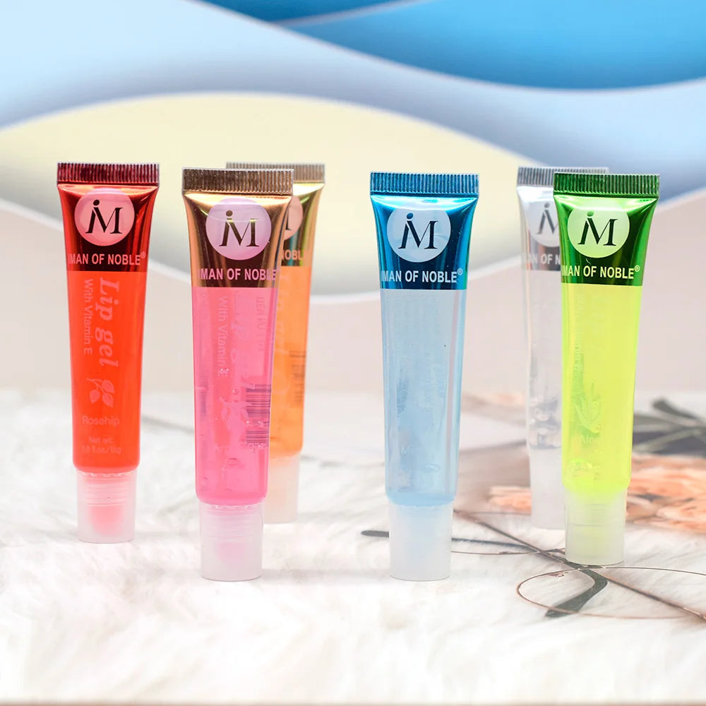 6Pcs Fruit Flavor Glossy Lip Oil Set Clear Hydrating Moisturizing Lip