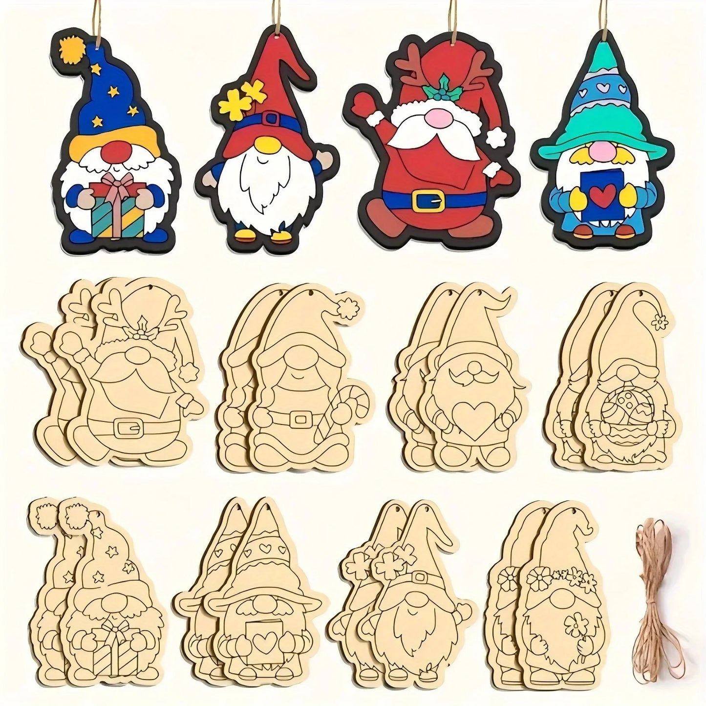 16pcs/set Elf Gnome Series Wooden Hanging Craft Kit DIY Painting