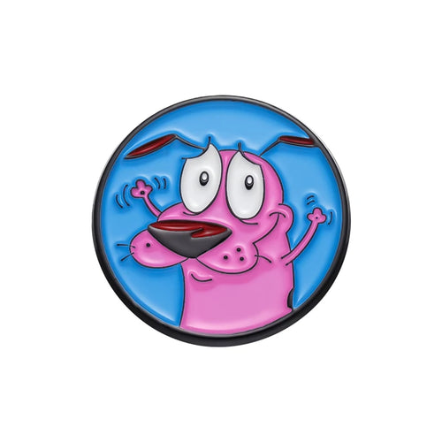 Cartoon Courage Cowardly Dog Brooch Enamel Pins Cute Pink Animal Dog