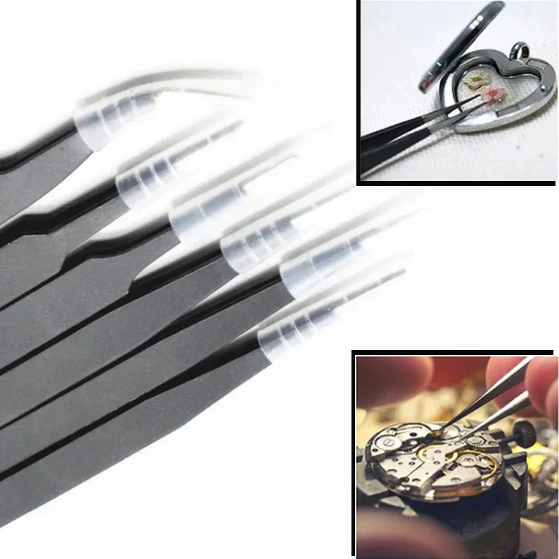 Galacok 6PCS Precision Tweezers Set ESD Anti Static Stainless Steel