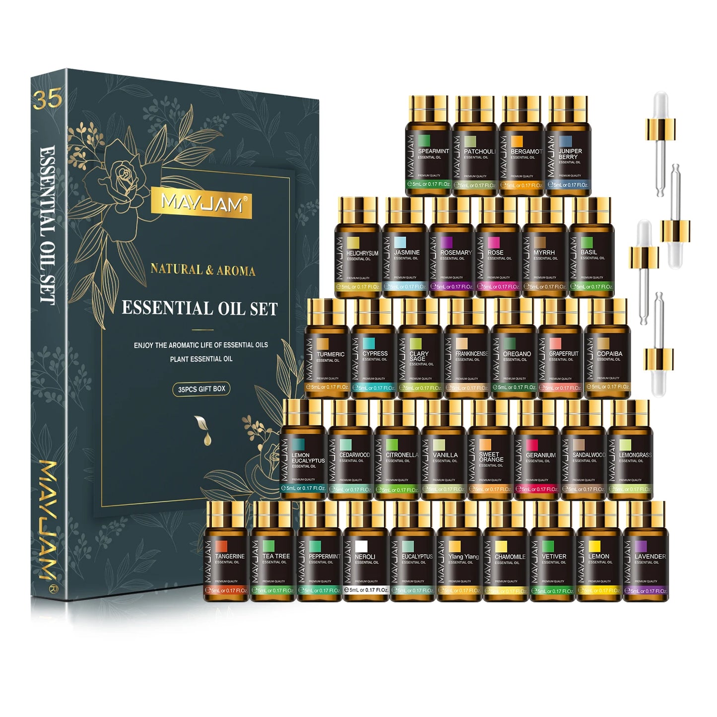 MAYJAM 35pcs/set Essential Oils For Diffuser DIY Making Scent Candle