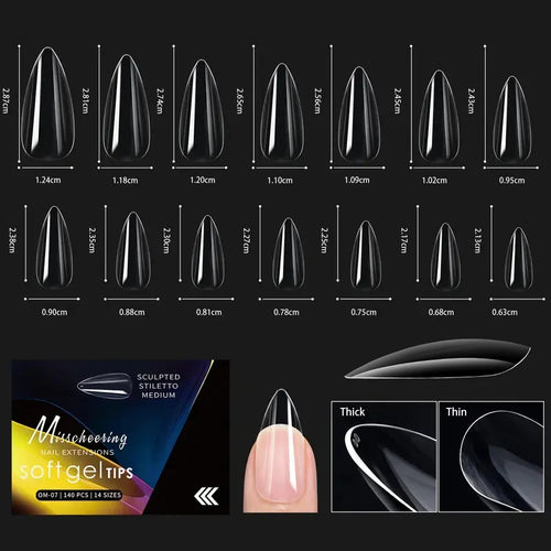 120/140pcs Exquisite box set Almond False Nail Tips Clear Matt Soft