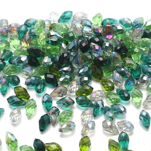 30Pcs/Lot Green Crystal Glass Faceted Teardrop Loose Beads Crafts