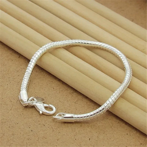 Fine 925 Sterling Silver Noble Nice Chain Solid Bracelet for Women Men
