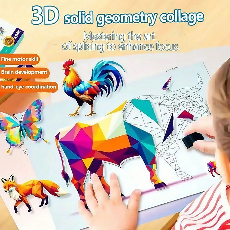 3D Animal Jigsaw Puzzle Stickers DIY Handmade Creative Collage Art Set