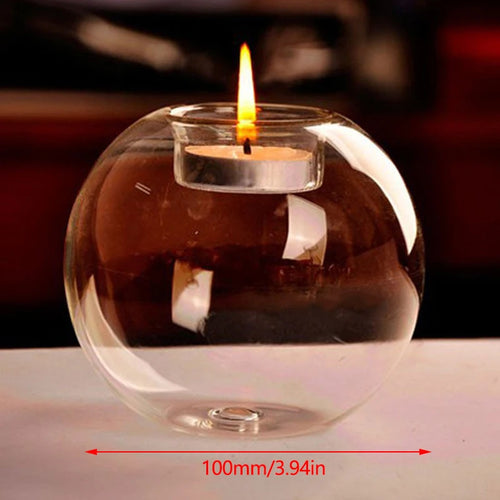 Transparent Glass Candle Holder European Glass Round Candle Holder