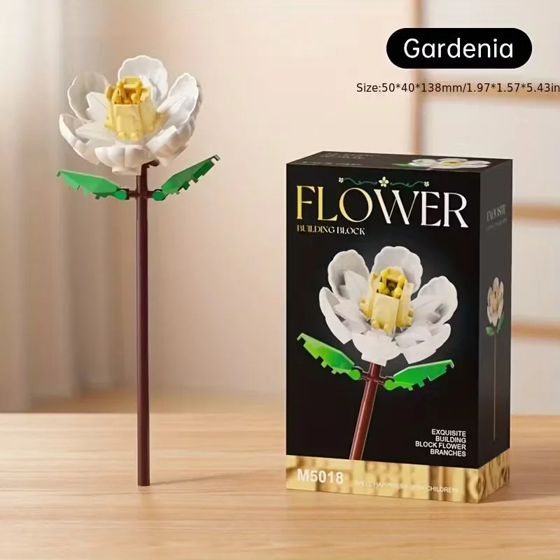 Building block flower set, DIY floral decoration kit, suitable for