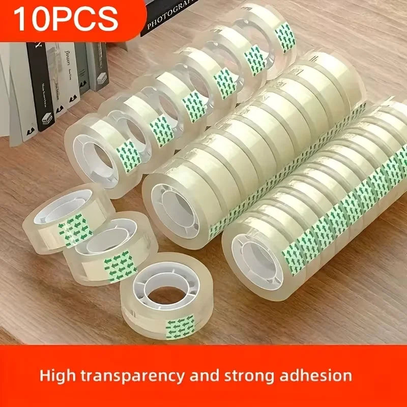 10 Rolls High-Quality Clear Adhesive Tape for Gift Wrapping, Crafts,