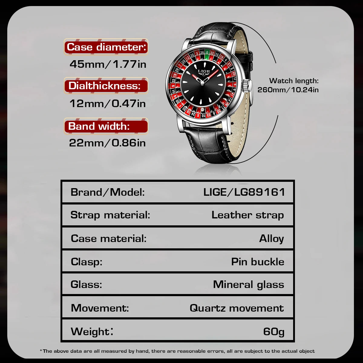 LIGE Quartz Man Watch Fashion Luxury Creative Roulette Game Dial