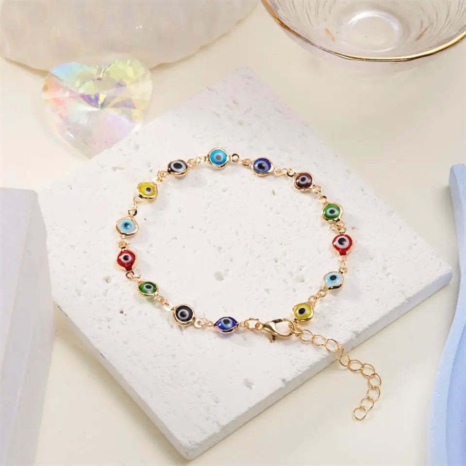 Lucky Turkey Evil Eye Bracelet For Women Men Colorful Red Blue Eye