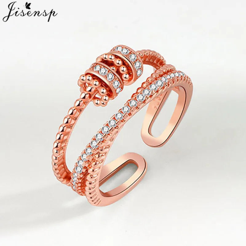 Simple Metal Beads Fidget Rotating Rings for Women Men Rotate Freely