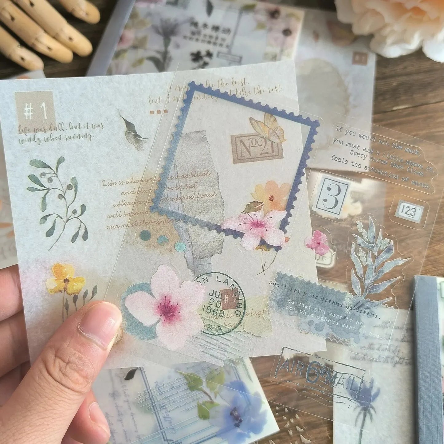 4Style 20pcs/book INS Floral Sticker Book Four Seasons Theme Cutting