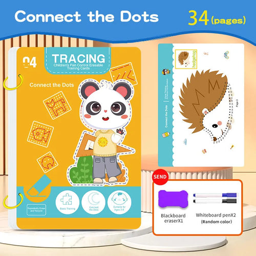34-Page Children's Reusable Workbook Set with Erasable Pen - Early