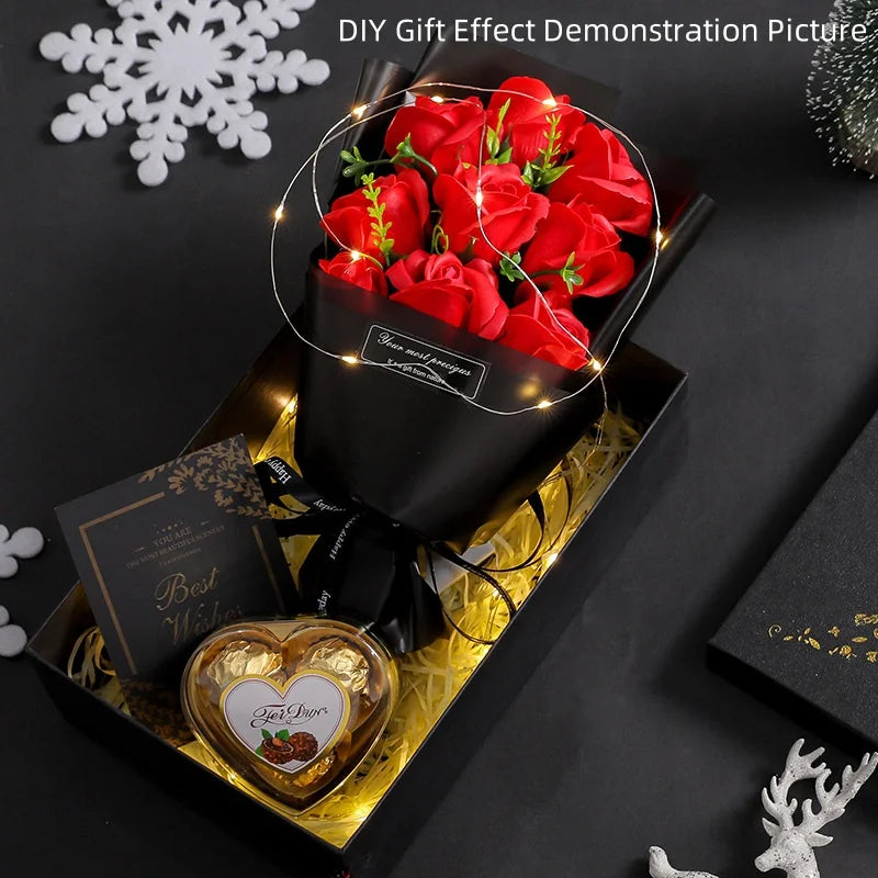 9 Heads Soap Flower Rose Bouquet Artificial Flower for Christmas
