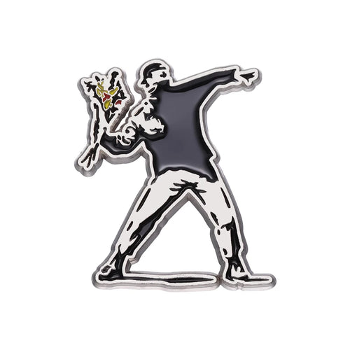 Classic Banksy Art Design Collection Brooch Enamel Pin Flower Thrower