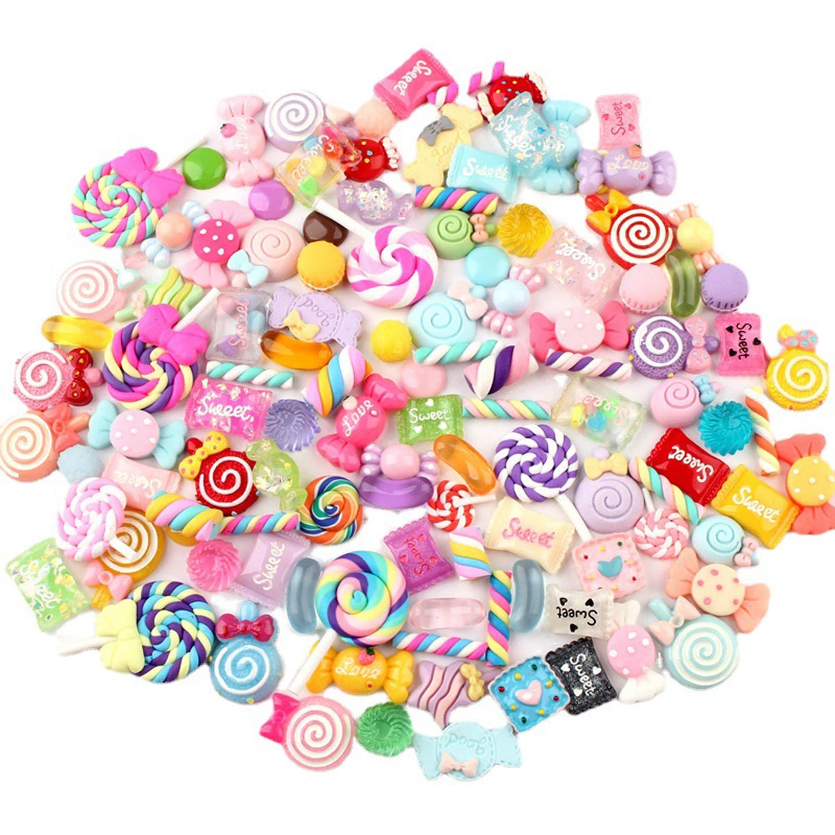 30pcs Random Candy Slime Charms Cute Set Mixed Resin Sweets Flatback