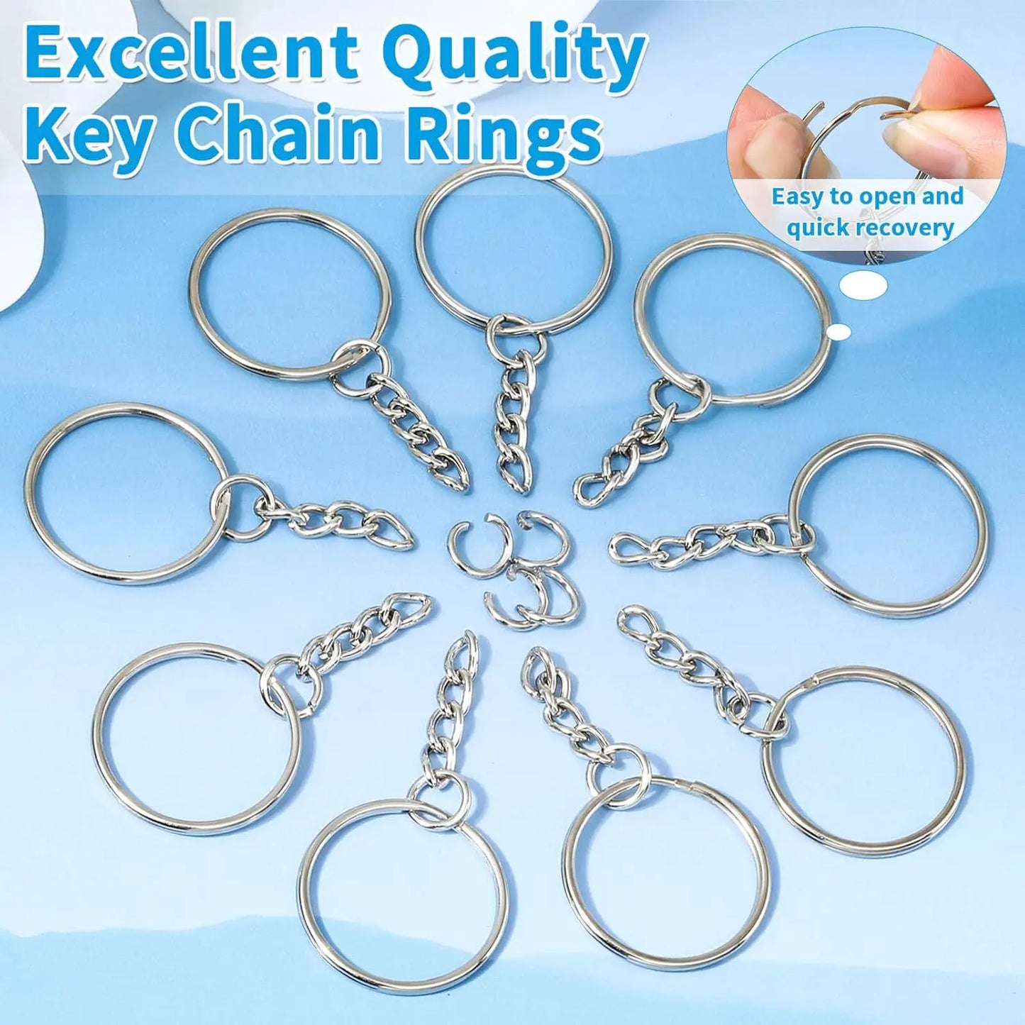 50 Sets Split Key Rings with Chain and Jump Rings Bulk Kit Accessories