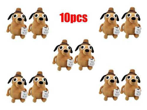 25cm This Is Fine Meme Coffee Dog Plush Toy Soft Stuffed Doll Stuffed
