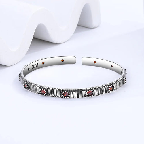XIYANIKE Vintage Thai Silver Lotus Flower Cuff Bracelet For Women Girl