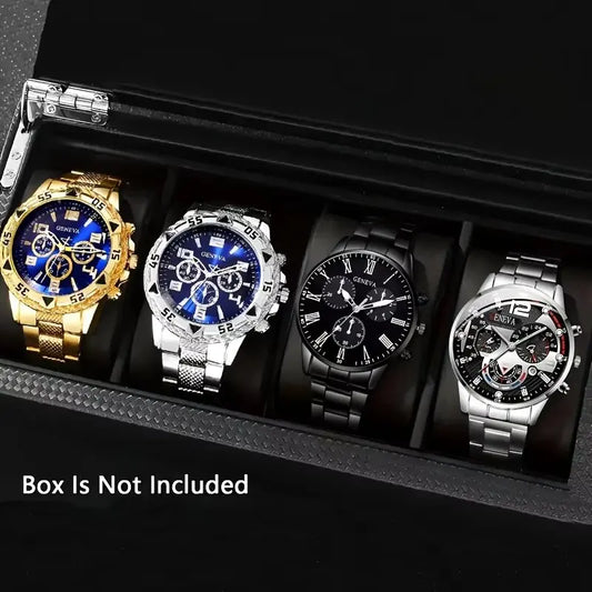 1/4PCS Luxury Big Dial Men Business Watch Fashion Mens Quartz Watches