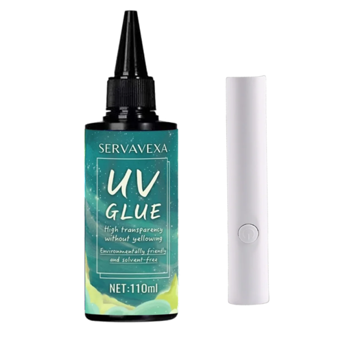 SERVAVEXA UV Resin with Light 110ml, Clear Hard Type UV Glue Bubble