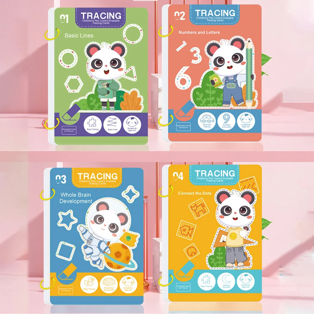 34-Page Children's Reusable Workbook Set with Erasable Pen - Early