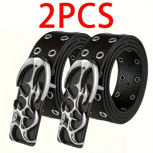 New Stylish Y2K Hollow PU Leather Fashion Punk Belt For Men