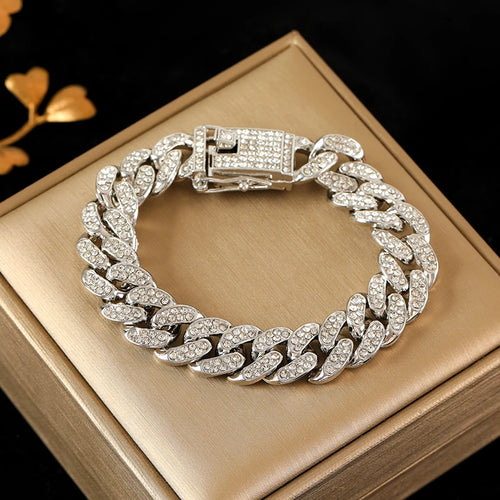 EILIECK 316L Stainless Steel Gold Color Cuban Chain Bracelet For Women