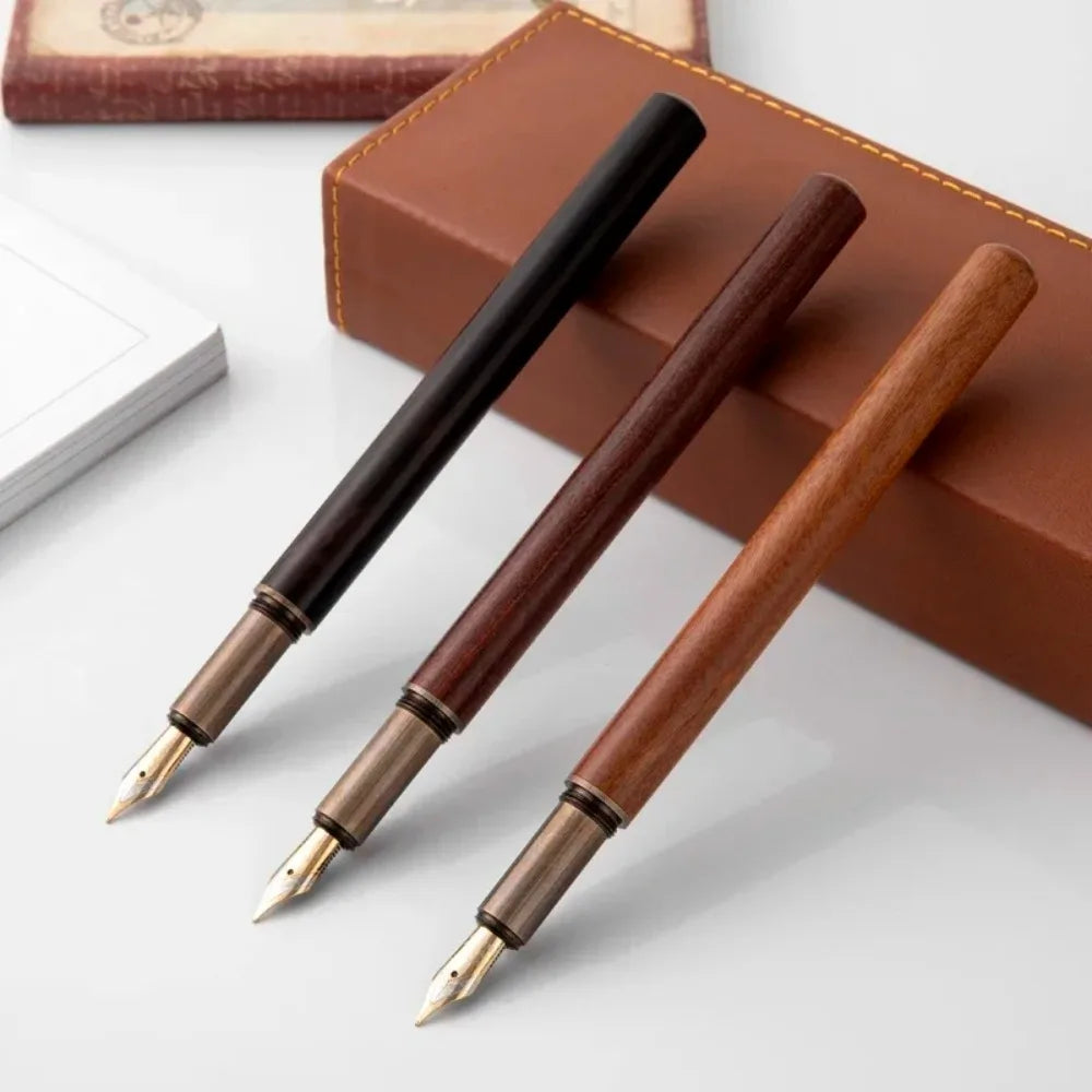 Luxury Retro Wood Bronze Fountain Pen Office Business Writing Art