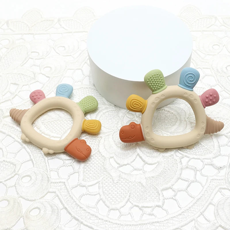 Baby Dinosaur Silicone Teething Toys BPA Free Easy to Grip Infant Care
