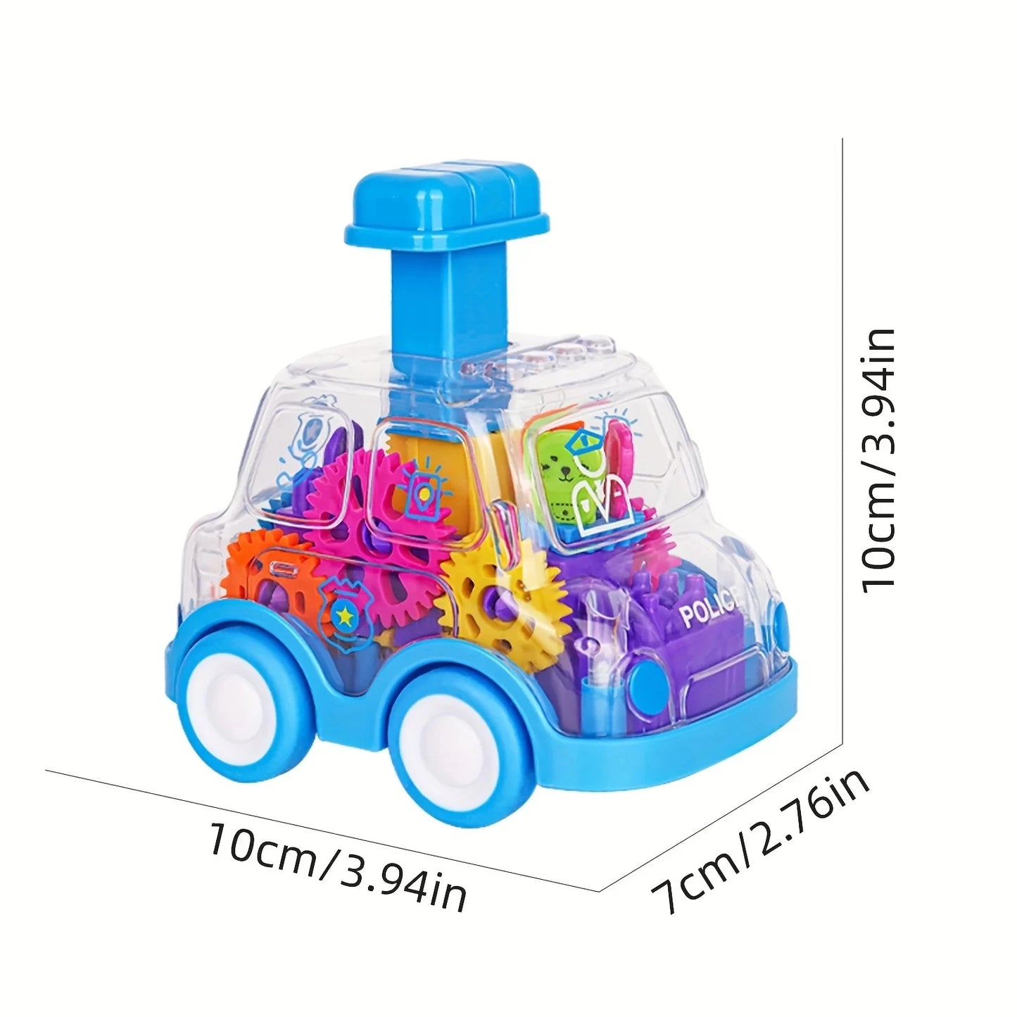 Baby Toy Cartoon Press Gear Car Toy Lnertia Pull-back Transparent Car