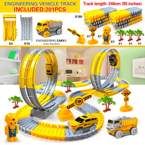 Children Electric Magical Flexible Track Toy Car Engineering Car Kids