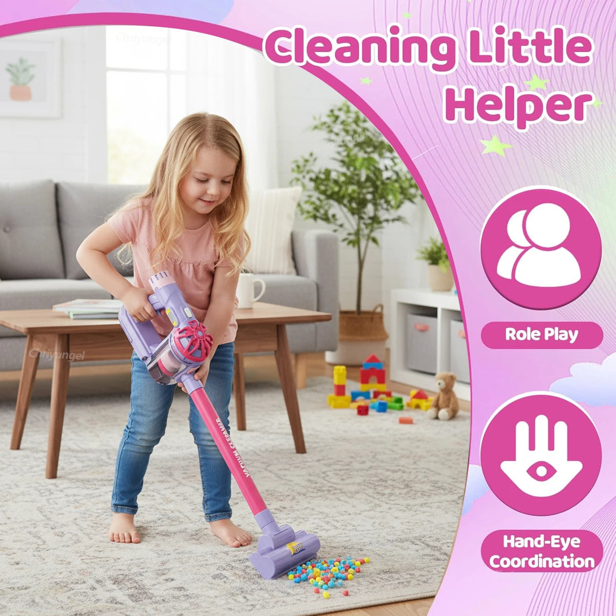 Kids Simulation Electric Vacuum Cleaner Cleaning Set for Toddlers Role