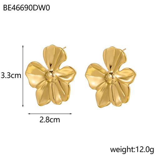 CARLIDANA Flower Stainless Steel Statement Earrings for Women Floral