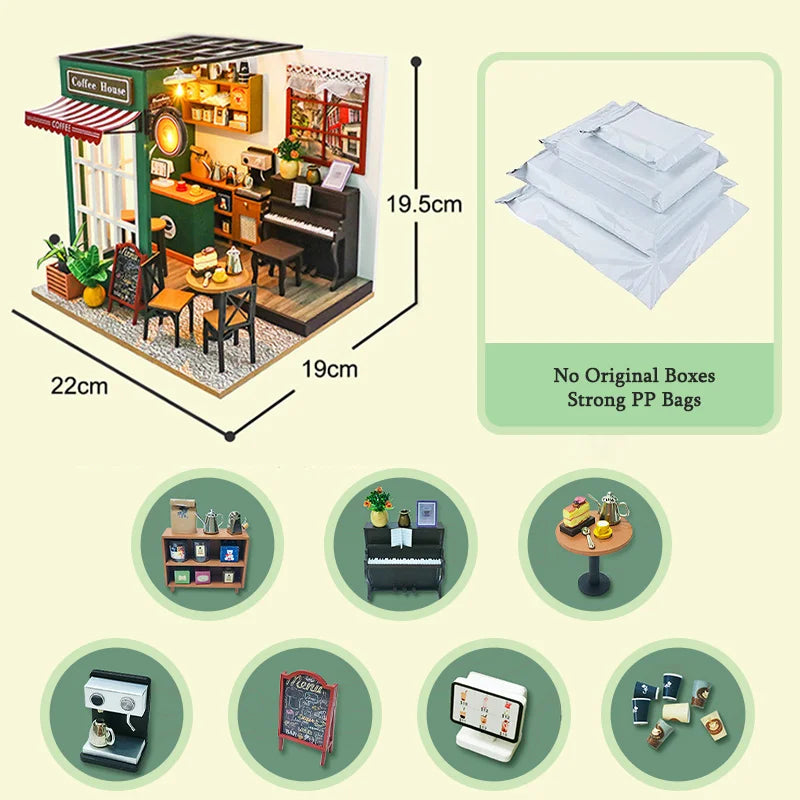 DIY 3D Puzzles Wooden Toy Miniature Dollhouse Handmade Doll House