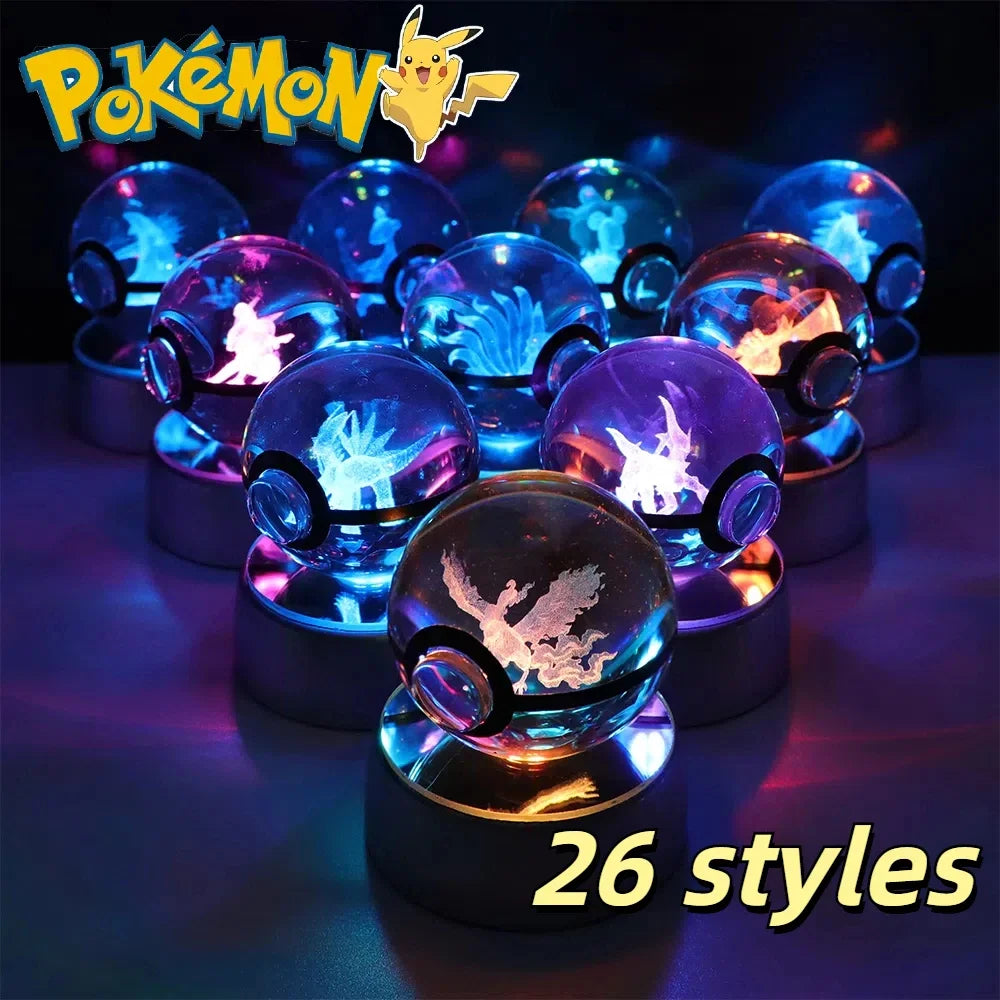 Pokemon Crystal Ball Pikachu Gengar Eevee Mewtwo Lacario Anime Game
