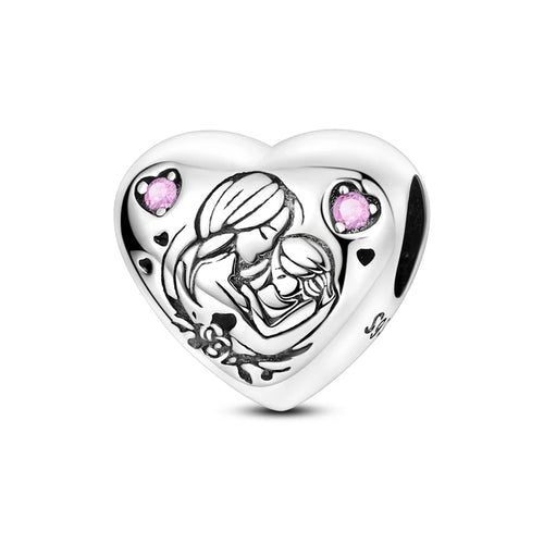 Charms Beads 925 Sterling Silver Tree of Life Peach Heart Sweet Love